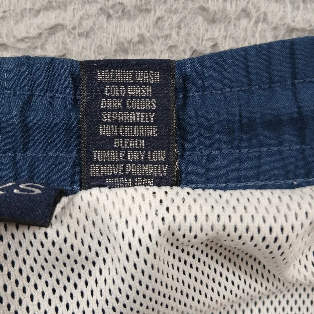 Planks TransAtlantic Colorblock Vintage Swim Trunks Men's L Blue Yellow‎ EUC
